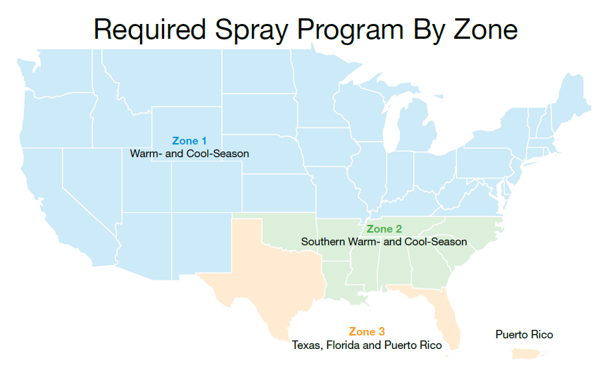 Required Spray Program By Zone